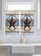 Vintage Western Star on Wood Grain Window Valance Curtains, Retro Wooden by IDOWMAT