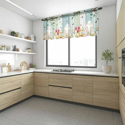 Easter Sheer Valances for Windows 42"x12", Light Filtering Kitchen Curtains - Image 6