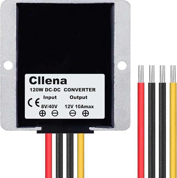 Cllena DC 8V-40V to 12V 10A Automatic Buck Boost Converter Step Down/Up Regulator Voltage Reducer Converter Waterproof Regulated DC Power Supply for Golf Cart Club Car LED Light