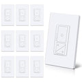 BESTTEN 10 Pack Super Slim Digital Dimmer with Air Gap Power Cut Off Switch, Single Pole or 3 Way Dimmable Light Dimmer Switch, 3 Button Control, Screwless Wallplate Included, ETL Listed, White