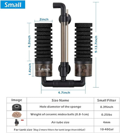 hygger Sponge Filter, Aquarium Filter Double Sponge Replaceable Media - Image 6