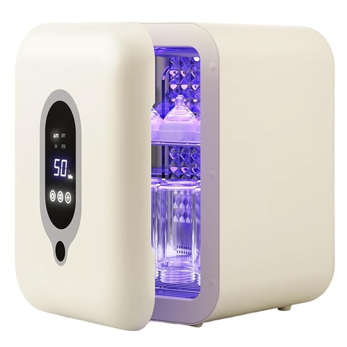 Baby Bottle Sterilizer and Dryer, 25L Large Capacity with 23 LEDs & Hot Air Drying, for Bottles, Pacifiers, Breast Pump, Ultra Quiet with Night Light