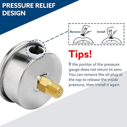SENCTRL 0-100 Psi Glycerin Liquid Filled Low Pressure Gauge, 2.5" Dial Size - Image 5