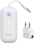 2025 Upgraded Airplane Bluetooth 5.4 Transmitter with aptX Adaptive, ElecMoga Airplane Travel Essentials Supports 2 AirPods or Headphones, 2-in-1 AUX Wireless Transmitter Receiver for TV, Car, White
