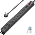CRST 8 Outlet Metal Heavy Duty Power Strip, 2100J Surge Protector, 6FT Cord Mountable Wide Spaced Industrial Power Strip,15A/1875W