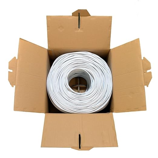 Dripstone CAT6 Ethernet Cable 1000ft Bulk Network LAN Wire 23AWG Solid CCA UTP 550MHz High-Speed Internet Cable Gaming, Streaming, Office, Home Use, Pull Box, Cat6 Bulk, Stable Connectivity - White