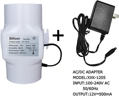 3 Inch 53 Cfm Inline Duct Ventilation Fan HVAC Exhaust Intake Fans 12V 10W Vent - Image 4