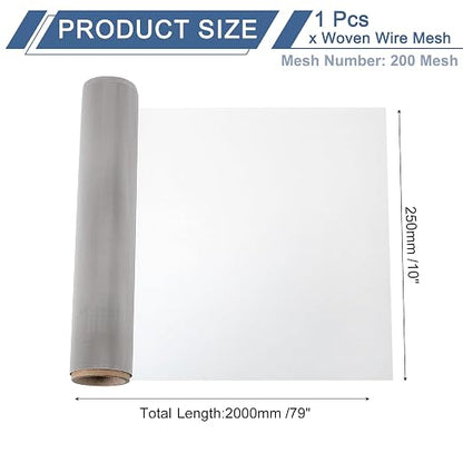 uxcell 200 Mesh 79" x 10" Woven Wire Mesh, 316 Stainless Steel Air Vent Filter - Image 2