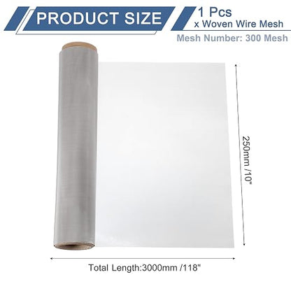 uxcell 300 Mesh 118" x 10" Woven Wire Mesh, 316 Stainless Steel Air Vent Filter - Image 2
