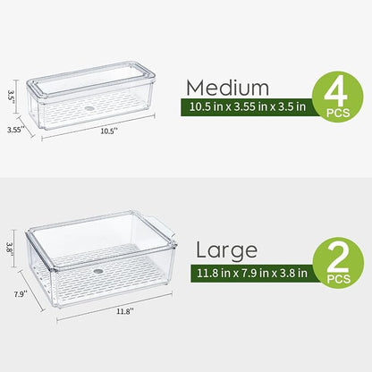 6 Pack Fridge Organizer, Stackable Refrigerator Organizer Bins - Image 2