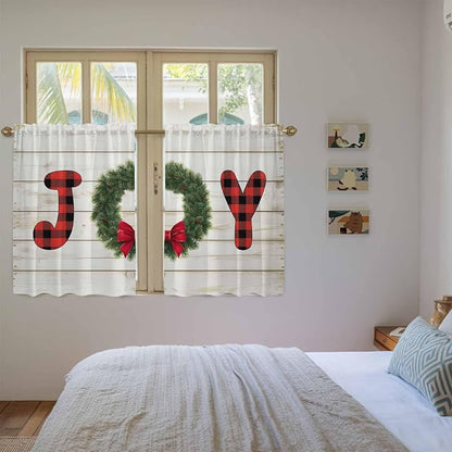Christmas Wreaths Kitchen Tier Curtains 45 Inch Long 2 Panel Set, Rod Pocket - Image 4