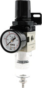 SNS Compressed Air Filter Regulator Piggyback Combo 1/4”NPT- Semi-auto Drain by SNS