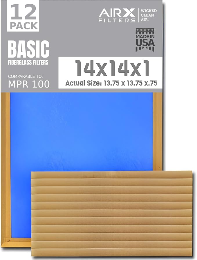 14x14x1 Air Filter Comparable to MPR 100 Basic Economy Furnace Filters by AIRXFILTERSWICKEDCLEANAIR