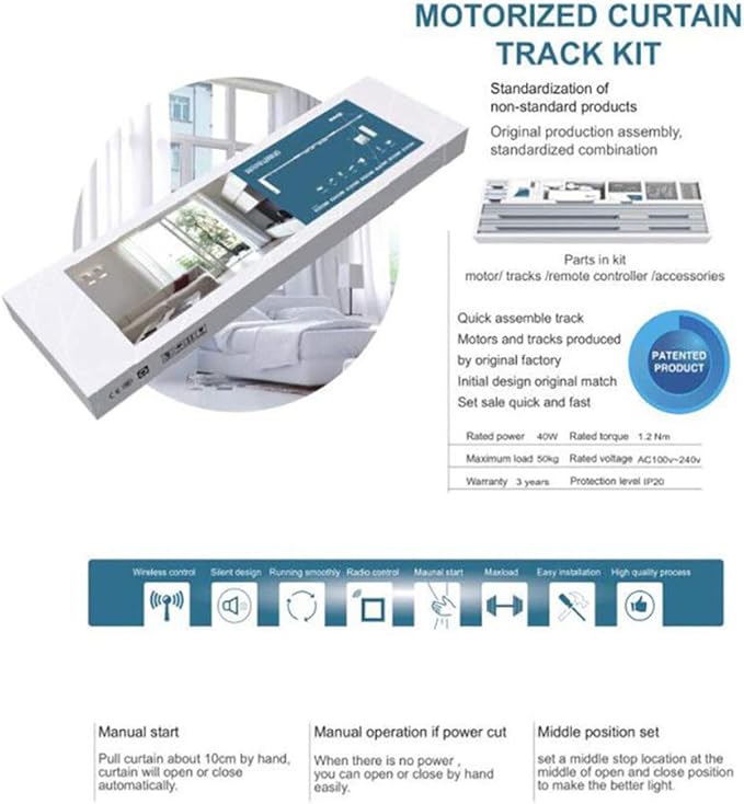 OlideSmart DIY WiFi Smart Automatic Curtain Motor Track System, Automatic Curtain Motor, Blinds Tracks, Length can be Customized (White, 4.2m)