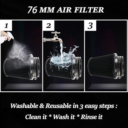 Clamp-On Cold Air Intake Filter, High Performance, Washable Filter, Replacement - Image 6