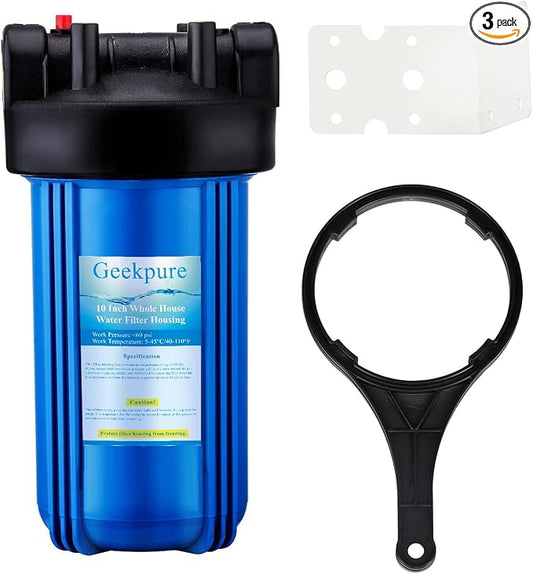 Geekpure 10-Inch Whole House Water Filter Housing 4.5"x10"1-Inch Outlet/Inlet by Geekpure