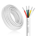 18 Gauge 5 Conductor Electrical Wire, 16.4FT White Stranded Low Voltage 18/5 Cable PVC Case, 18 AWG Tinned Copper 5 Wire Cable Extension Power Cable for Strips LED Lamp Lighting Automotive