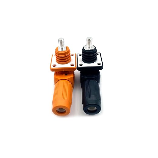 150A Battery Energy Storage Connector, 35mm² High Current Connectors IP67 Waterproof Stud Wiring Power Adapter Quick Plug Terminal Right Angle Plug and Socket (1500V Black+Orange)