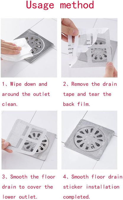 Disposable Floor Drain Sticker, Hair Drain Catcher, Shower Drain Square Mesh - Image 3