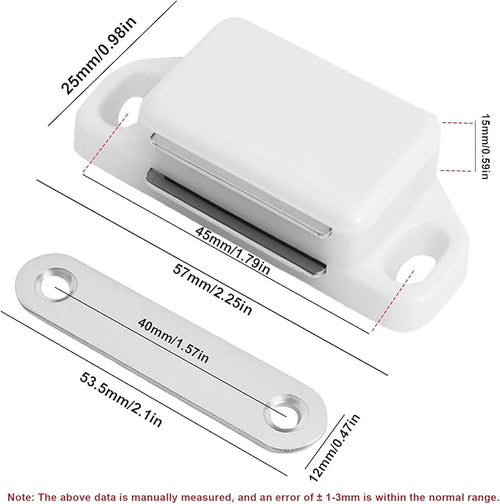 24 Pack Magnetic Push Latch,Heavy Duty Magnetic Touch Latch,for Push to Open Cabinet or Kitchen Drawer, Kitchen Door(White - 0.98 inch, 24 Pack)