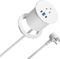 2.5 inch Power Grommet,20W USB-C Charging,1 Outlet with 2 USB C,1 USB Port,Furniture Flush Mount for Desktop,Recessed Power Strip,Workspace Essential Desk Outlet (White, 10 FT)