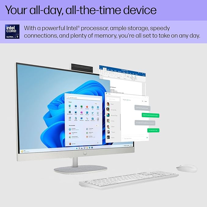 HP 27" All-in-One Touchscreen Desktop PC 2025 New, Intel Ultra 7 255U (Up to 5.2GHz), Intel AI Boost, 27 inch FHD Touchscreen Anti-Glare Display, 64 GB DDR5 5600MT/s, 1 TB Gen4 SSD, Windows 11 Pro