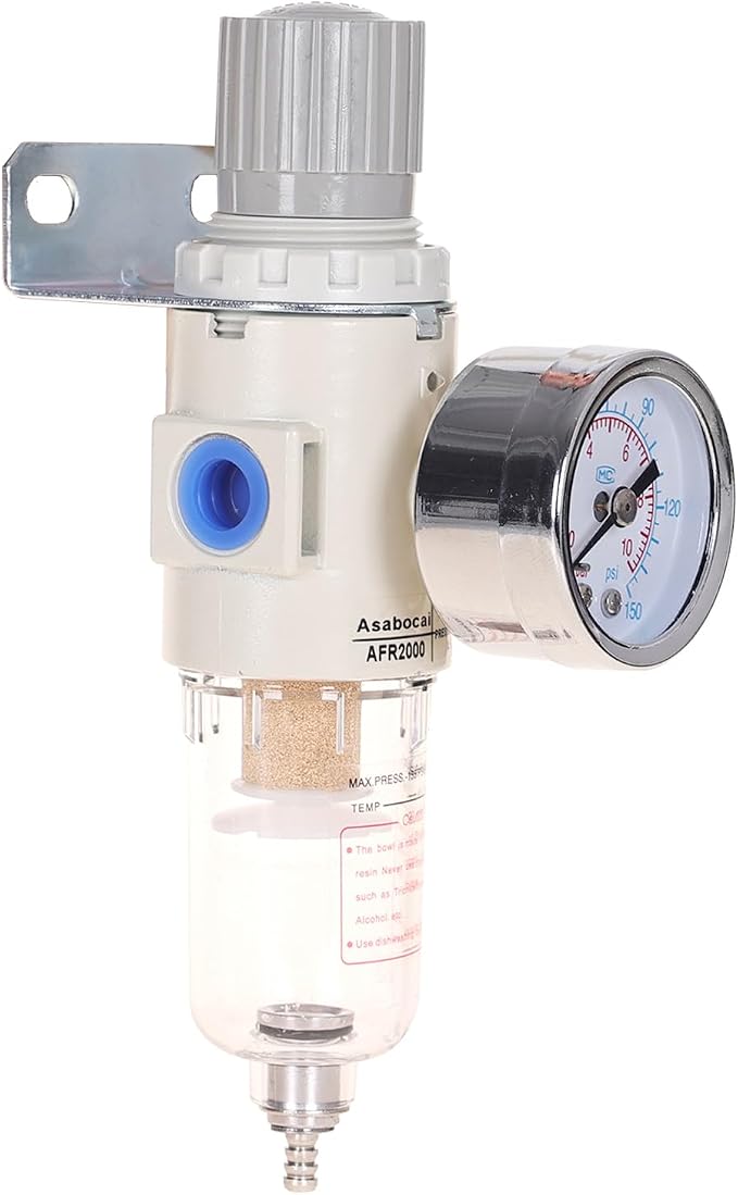 1/4"NPT Air Filter Regulator Combo Piggyback, Water-Trap Air Tool Compressor by Asabocai