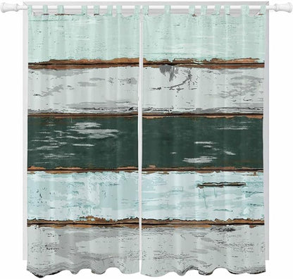 Blue Teal Living Room Curtains 96 Inch Length, Window Curtains Tab Top by Unknown