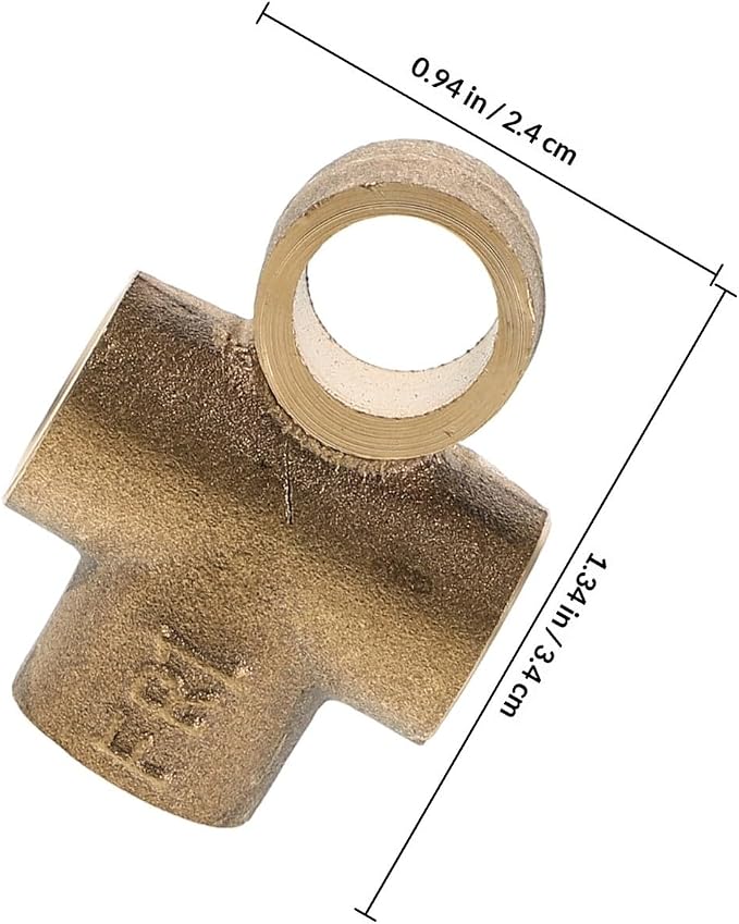 Veemoon Brass Tee Fitting M10x1 Thread Adapter Fuel Pipe Connector - Image 2