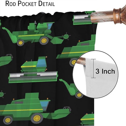 Kids Agriculture Machine Window Curtains, Farm Equipment Tractors Transport - Image 6