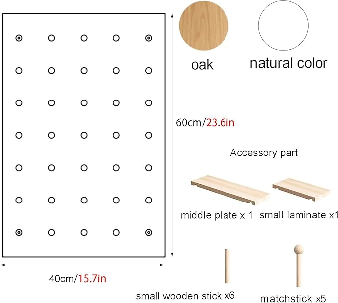 Wooden Wall Organizer Kit - Versatile Display Panels for Bedroom, Office, Bathroom - Wall-Mounted Storage Solution (Natural, 60x120CM)