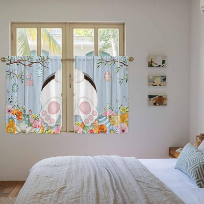Easter Kitchen Tier Curtains 45 Inch Long 2 Panel Set, Rod Pocket Short Window - Image 4