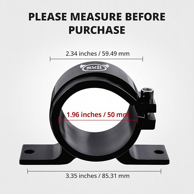 EVIL ENERGY 50mm Fuel Filter Mounting Bracket, Fuel Pump Clamp Holder Black - Image 4