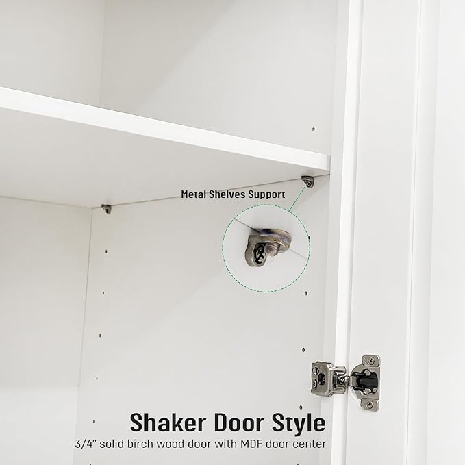 Wall Kitchen Cabinets, RTA Cabinets, White Shaker Cabinet, Wall Mounted, RTA Upper Cabinet, Modern for Kitchen and Bathroom with Door (White, 12" W x 36" H x 12" D)