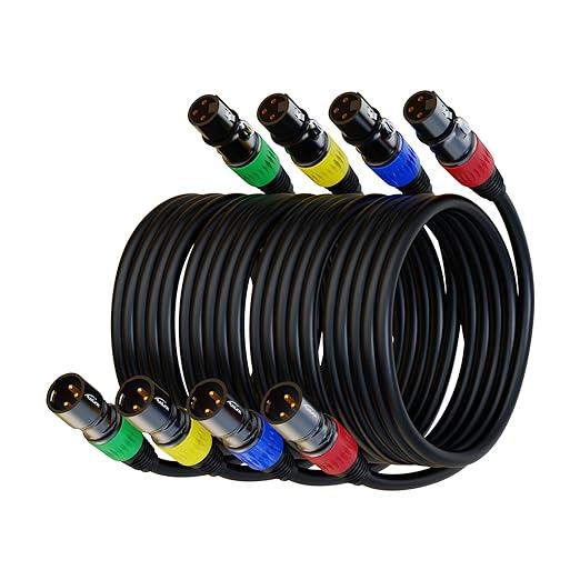 AuxLink XLR Cables, XLR Microphone Cable 25 ft 4 Pack, Gold-Plated 3-pin XLR Speaker Cable Male to Female Balanced Mic Cable