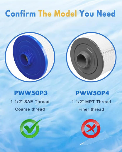 SPA Filter Replacement 50 Sq.Ft Hot Tub Filter 50 Sq.Ft. Screw in 1 1/2” SAE - Image 3
