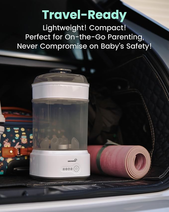 Bottle Sterilizer and Dryer, Compact Electric Steam Baby Bottle Sterilizer (Esterilizador de Biberones), Bottle Sanitizer for Baby Bottles, Pacifiers, Pump Parts Black
