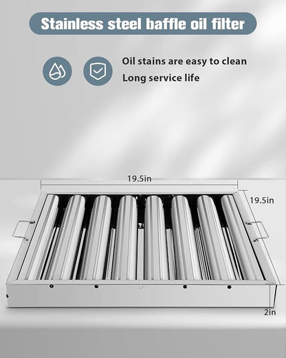 Hood Filters 430 Stainless Steel 19.5W x 19.5H Inch, 7 Grooves Commercial Hood - Image 3