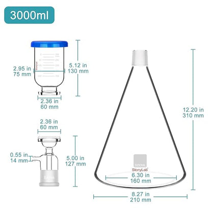 stonylab Glass Filtration Apparatus, Borosilicate Glass Vacuum Filtration - Image 2