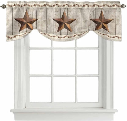 Western Texas Star Retro Tie Up Valance Curtains by Unknown