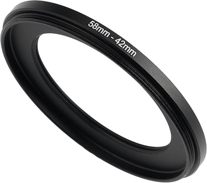 58mm to 42mm Step-up Adapter Rings Filter Adapter Black Metal Step Down Filter by Unknown