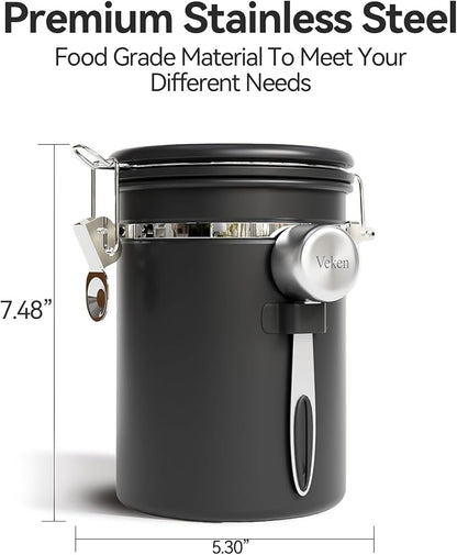 Veken Coffee Canister with Window, Airtight Stainless Steel Pantry Container - Image 5