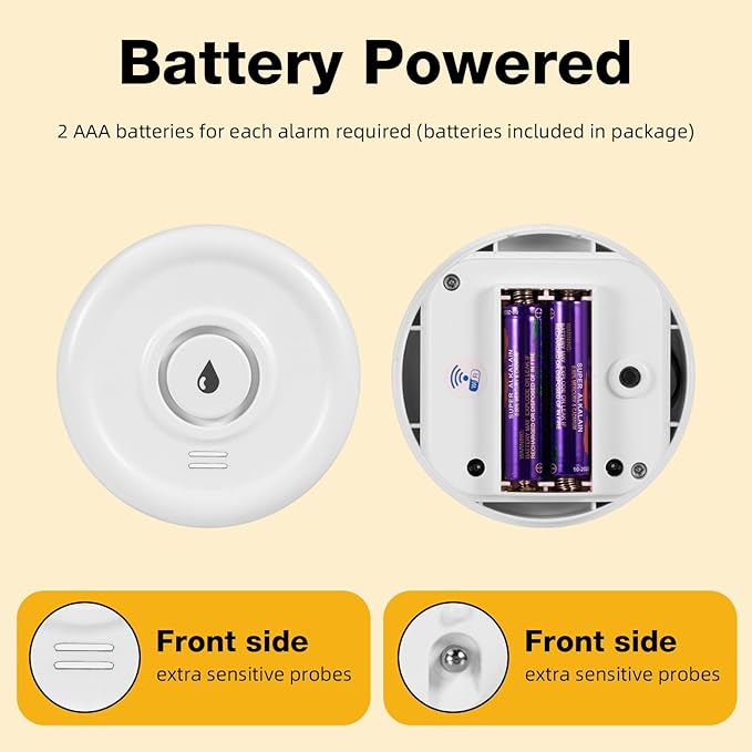 Douevo 5 Pack WiFi Water Leak Sensor, 100 dB Water Alarm Leak Detector, for Home, Basement, Bathroom, Kitchen(5 Pack)