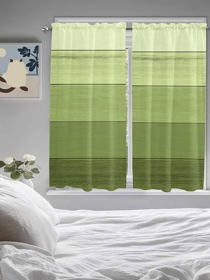Gradient Green Wooden Board Window Valance Curtains, Retro Country Wood Grain - Image 5