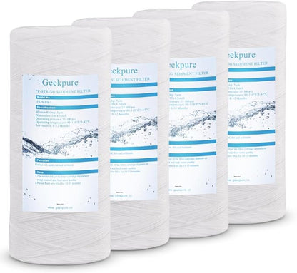 Geekpure 10 Inch String Wound PP Sediment Replacement Filter Cartridge by Geekpure