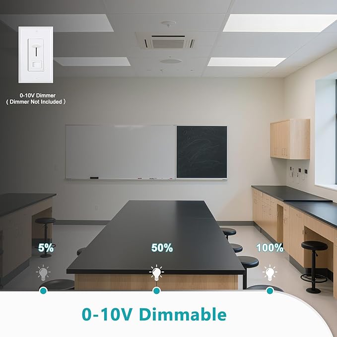 VocgoUU 2x4 LED Flat Panel Light for Drop Ceiling, 0-10V Dimmable, 40W/50W/60W Selectable, 4CCT 3000K/4000K/5000K/6000K, Up to 6600LM, ETL Listed, 100-277V, 6 Pack