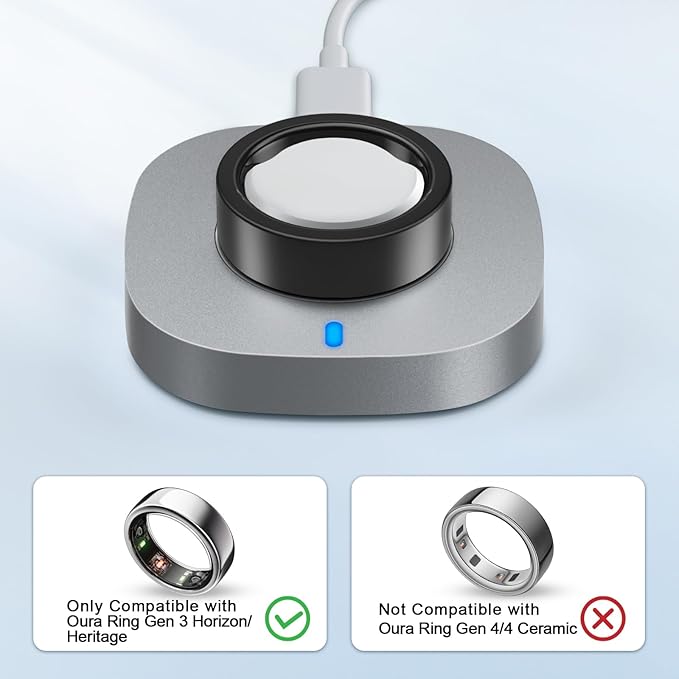ZOOROO Charger Compatible with Oura Ring Gen 3 Size 7, Fast Charging Dock with USB-C Cable