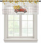 Farmhouses Sunflowers Sheer Valance Curtains, Retro Floral Leaves Red Truck by Houseown