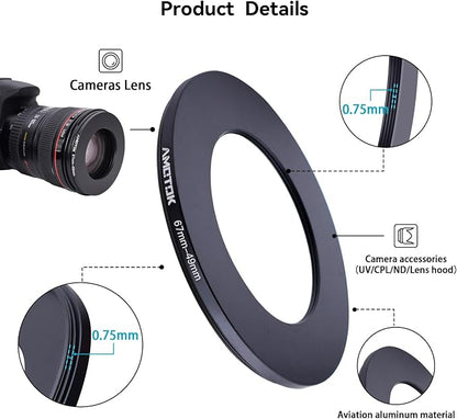 67mm Lens to 49mm Camera Lens Adapter, 67mm-49mm Filter Step-Down Ring - Image 3