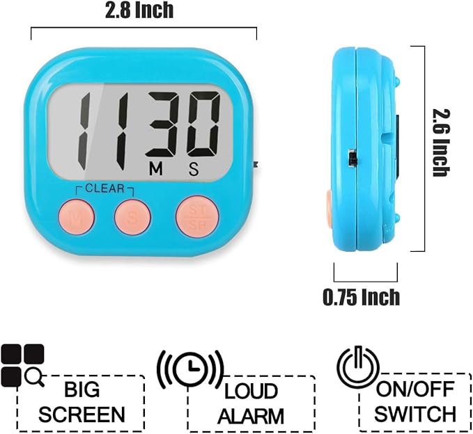 Classroom Timers for Teachers Kids Large Magnetic Digital Timer Teacher Supplies 24 Pack-Blue White